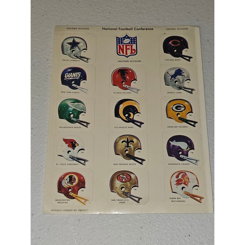 1 Sheet Vintage NFL National Football Conference Helmet Stickers
